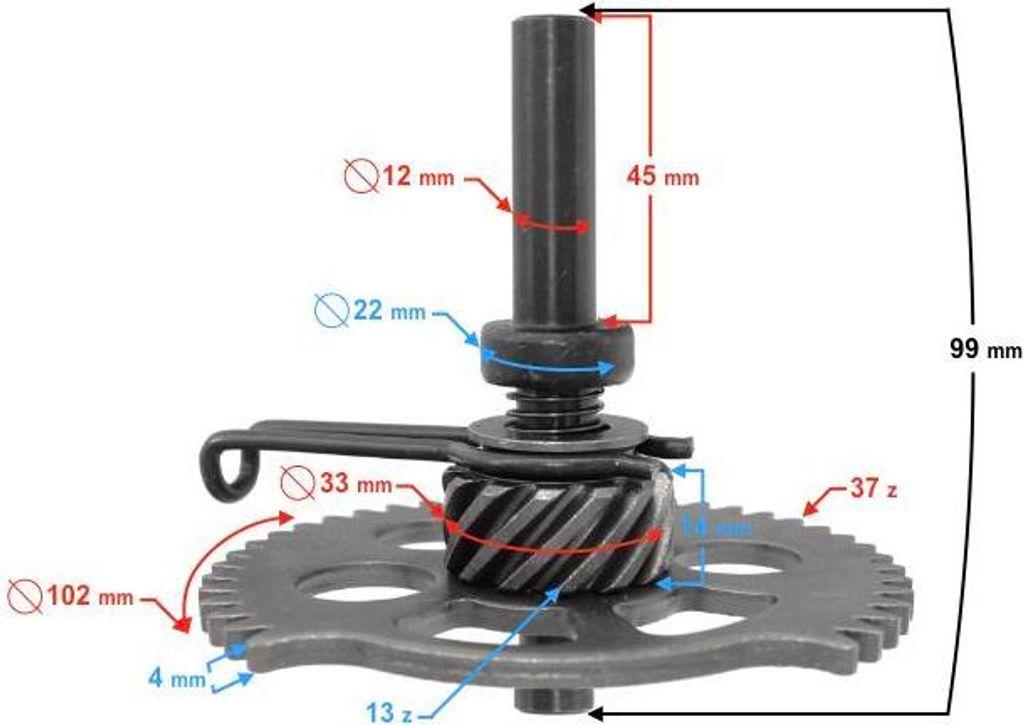 Kickstarter Bendix für 4-Takt 125cc Roller Produktbild 