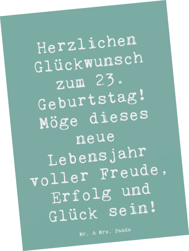 Mr. & Mrs. Panda Postkarte Spruch 23. Geburtstag - Meeresbrise - Geschenk, Ansichtskarte, Poster, Geburtstagsgeschenk, persönliches, Postkarten, i...