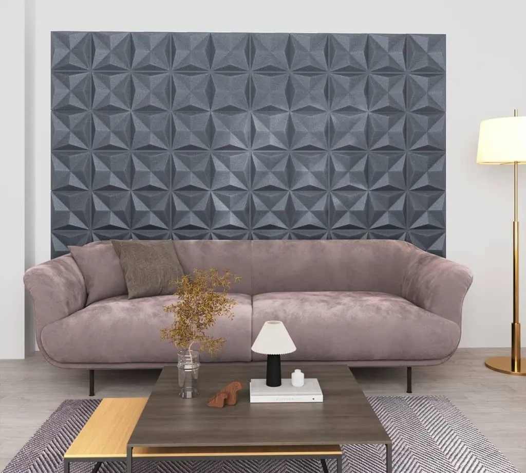 Panneaux Muraux 3D Origami Gris 50x50 cm - Pack 48 pcs 12m² 9538754
