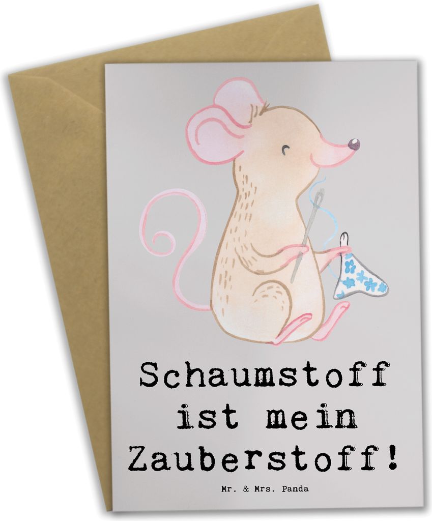 Mr. & Mrs. Panda Grußkarte Zauber der Polsterin - Grau Produktbild 