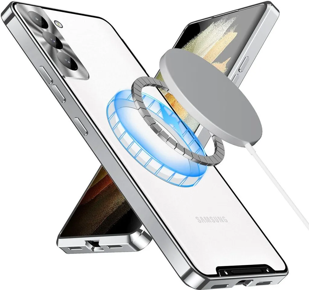 Custodia Samsung S21 FE 5G Metallo Argento Magnetica Anti-Urto