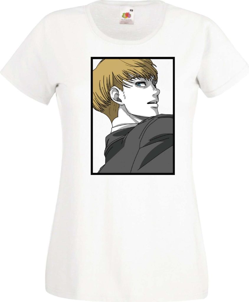 Damen T-Shirt Attack Anime On Titan Armin Arlert Var-017 Armin Arlert, Lady L / Weiß