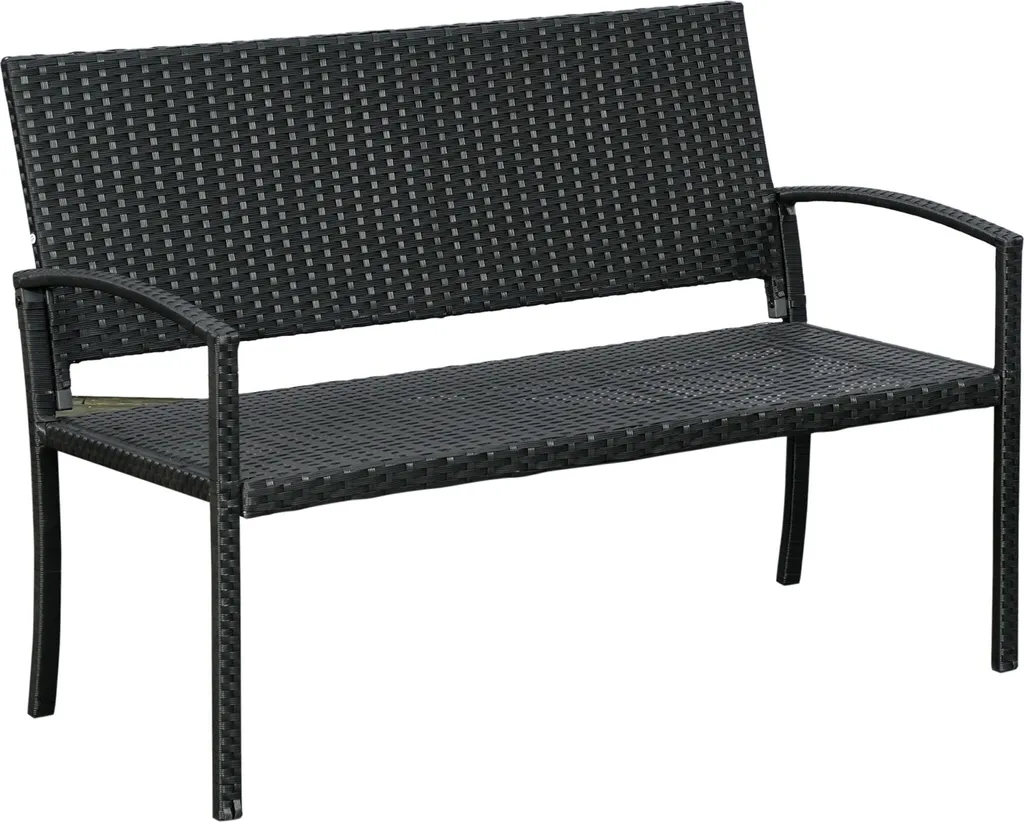 Banc de jardin résistant aux intempéries en polyrotin noir 122 cm