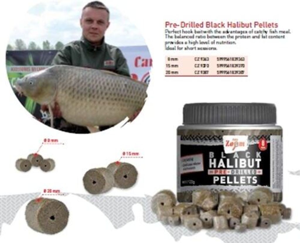 Carp Zoom Black Halibut PRE DRILLED Pellets 15mm