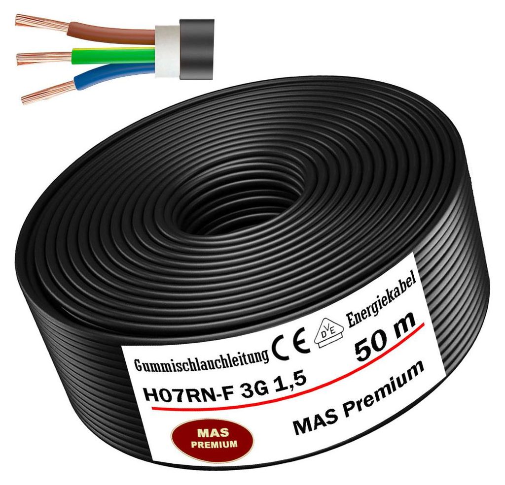50m Gummischlauchleitung Baustellenkabel H07RN-F 3G1,5 Produktbild 