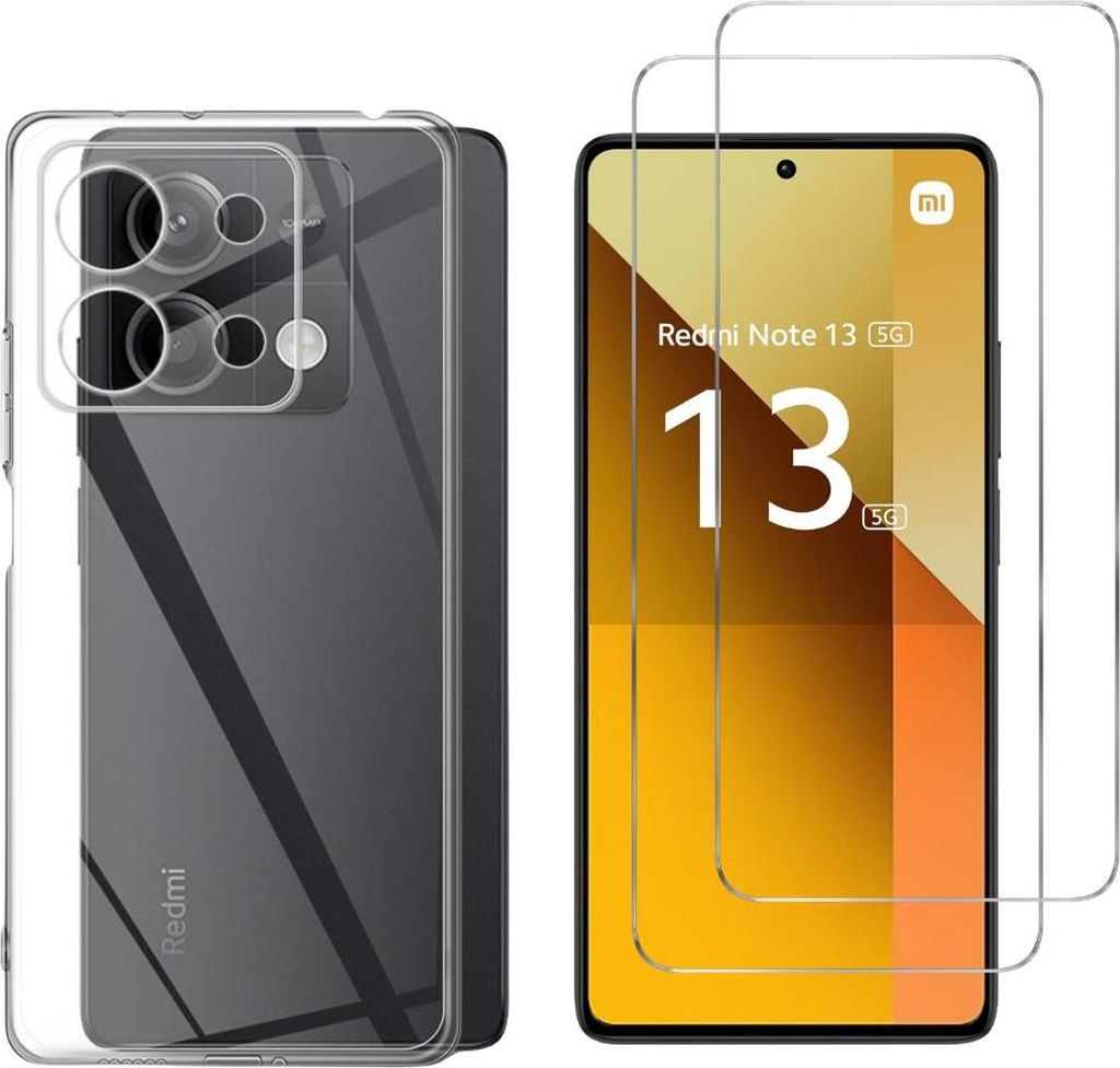 Hülle für Xiaomi Redmi Note 13 5G mit 2 Displayschutzfolien Produktbild 