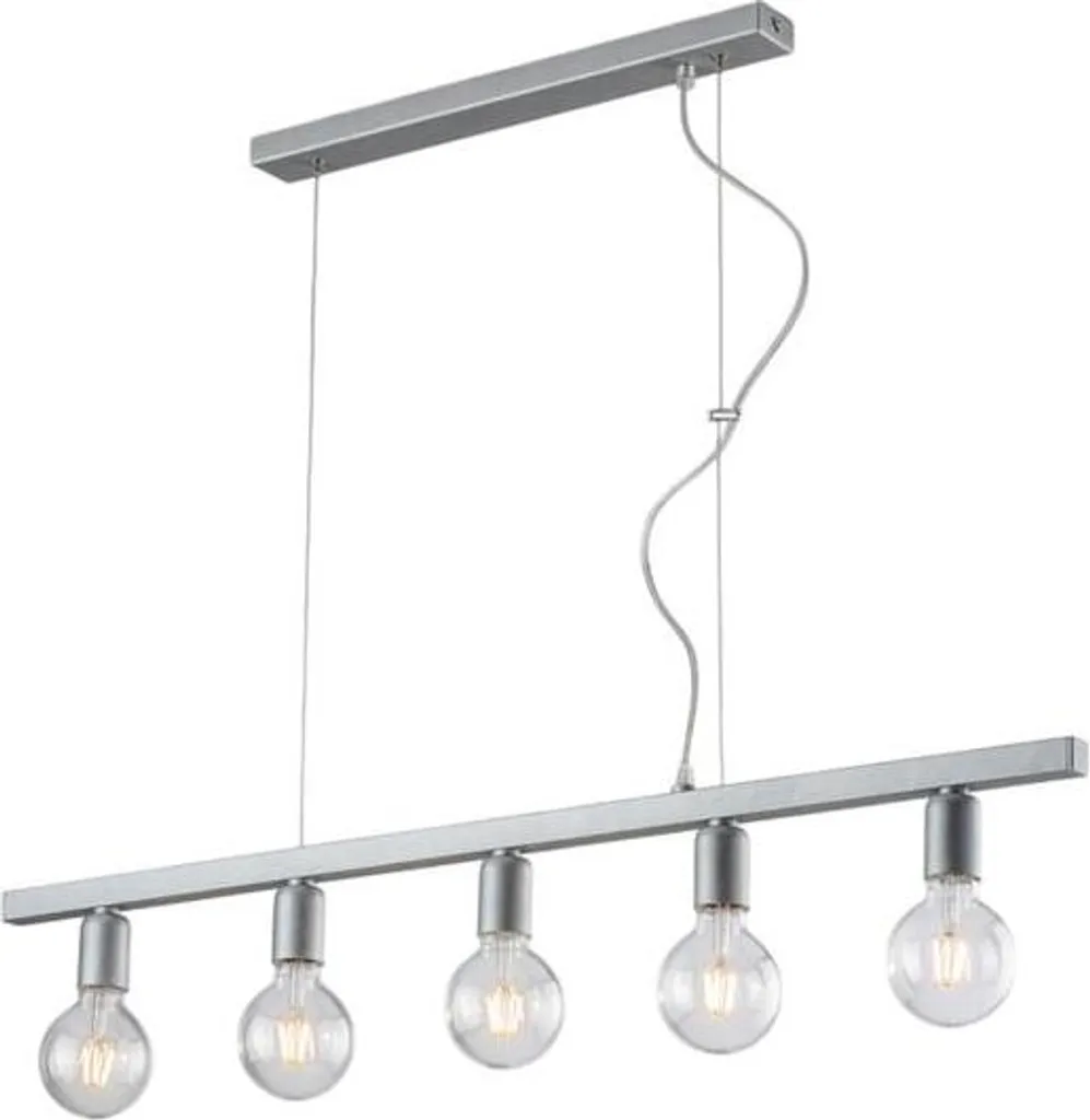 Suspension pour table à manger 5 feux blanc argent 101cm Fabian BL293