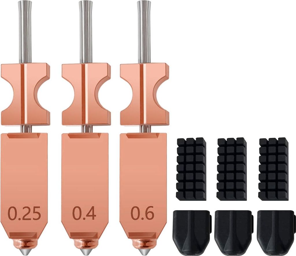 3Pcs schnell abnehmbare Düse Hotend fit für FLASHFORGE AD5X 3D-Drucker 0.25MM 0.4MM 0.6MM All Metal Print Head mit 3Pcs Silikonabdeckungen Bürsten