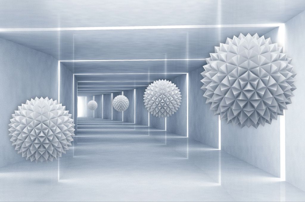 Muralo Fototapete 3D Effekt 312 (B) x 219 (H) cm Vlies Wand Tapete Kugeln Abstraktion 3D Optik Wohnzimmer Schlafzimmer moderne Wandbild