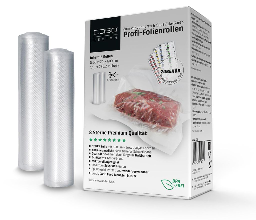 Caso 20 x 600  2 Stück Vakuumierfolien / Ersatzrollen Produktbild 
