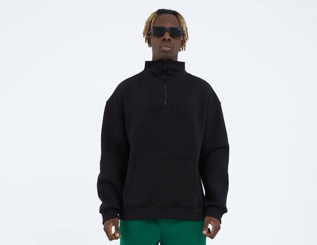 Zipper Hoodie Sweater Baumwolle Sweatshirt mit Stickerei Produktbild 