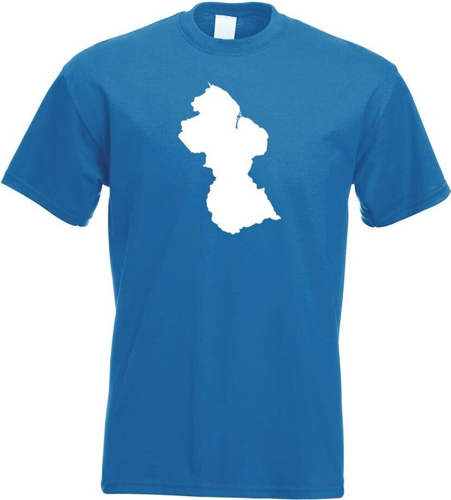 Kiwistar - T-Shirt - royal - Guyana Umriss Kontur Herren Funshirt Bedruckt Design Sprüche Spruch Motive - mit Motiv Bedruckt - Funshirt Design - S...