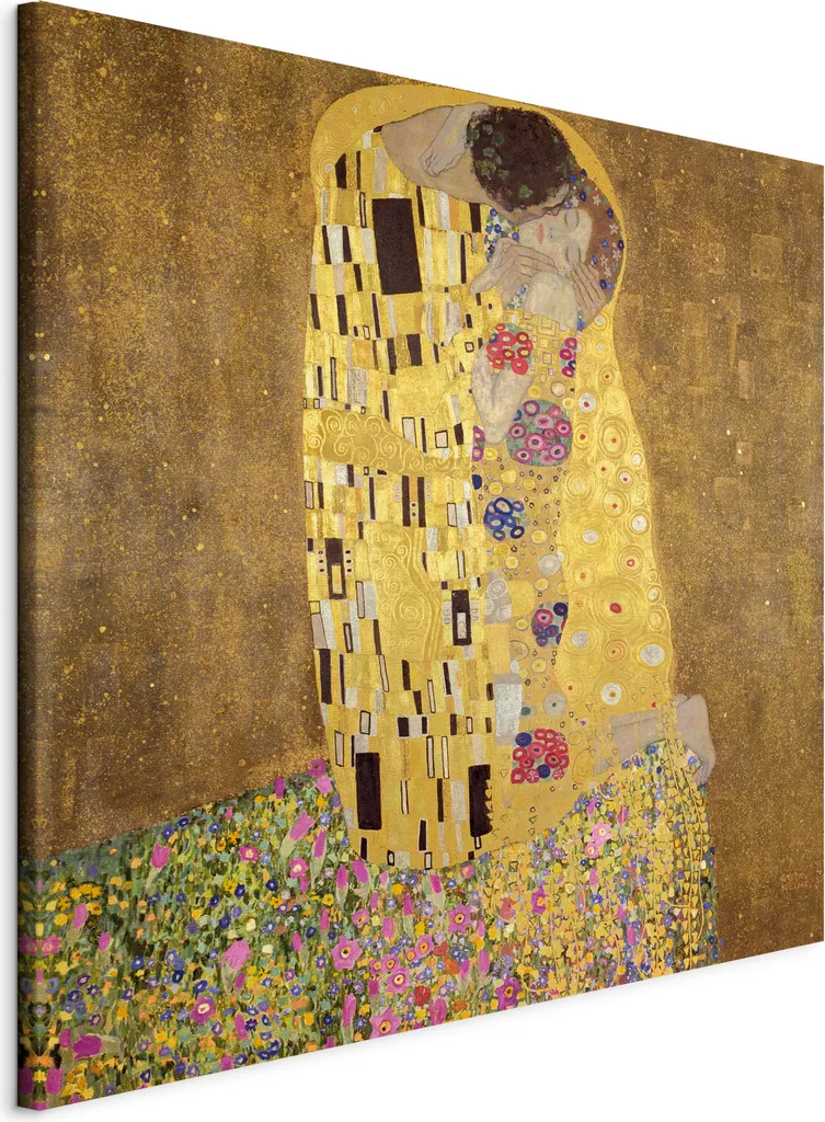 Riproduzione Klimt Il Bacio 70x70 - Quadro Moderno per Arredo Luxury