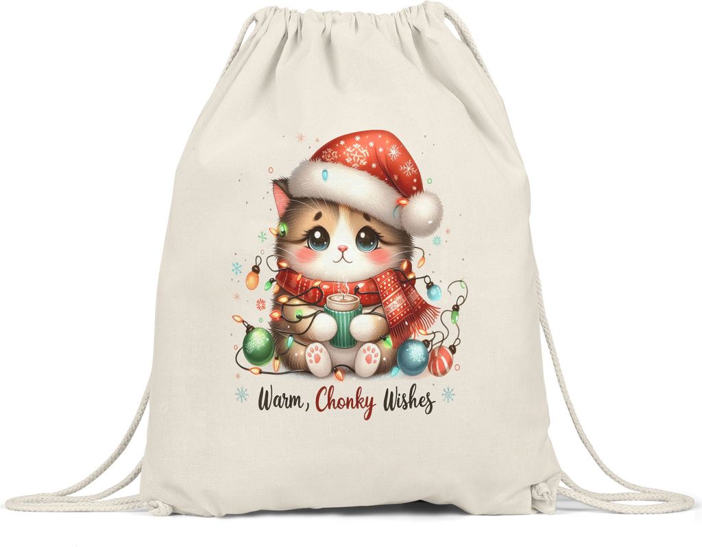 Warm Chonky Wishes Lustiges Katzenmotiv Turnbeutel Produktbild 