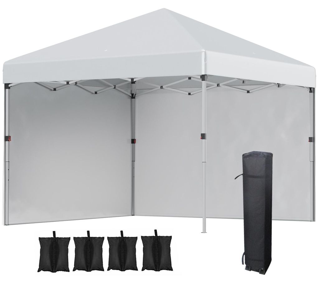 Faltpavillon, zwei Seitenwände, Tragetasche, Stahlrahmen, hellgrau