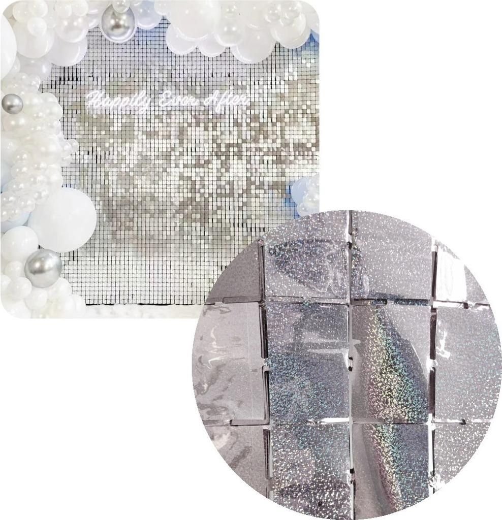 Holografischer Flächenvorhang, Silber, 2 x 1 m