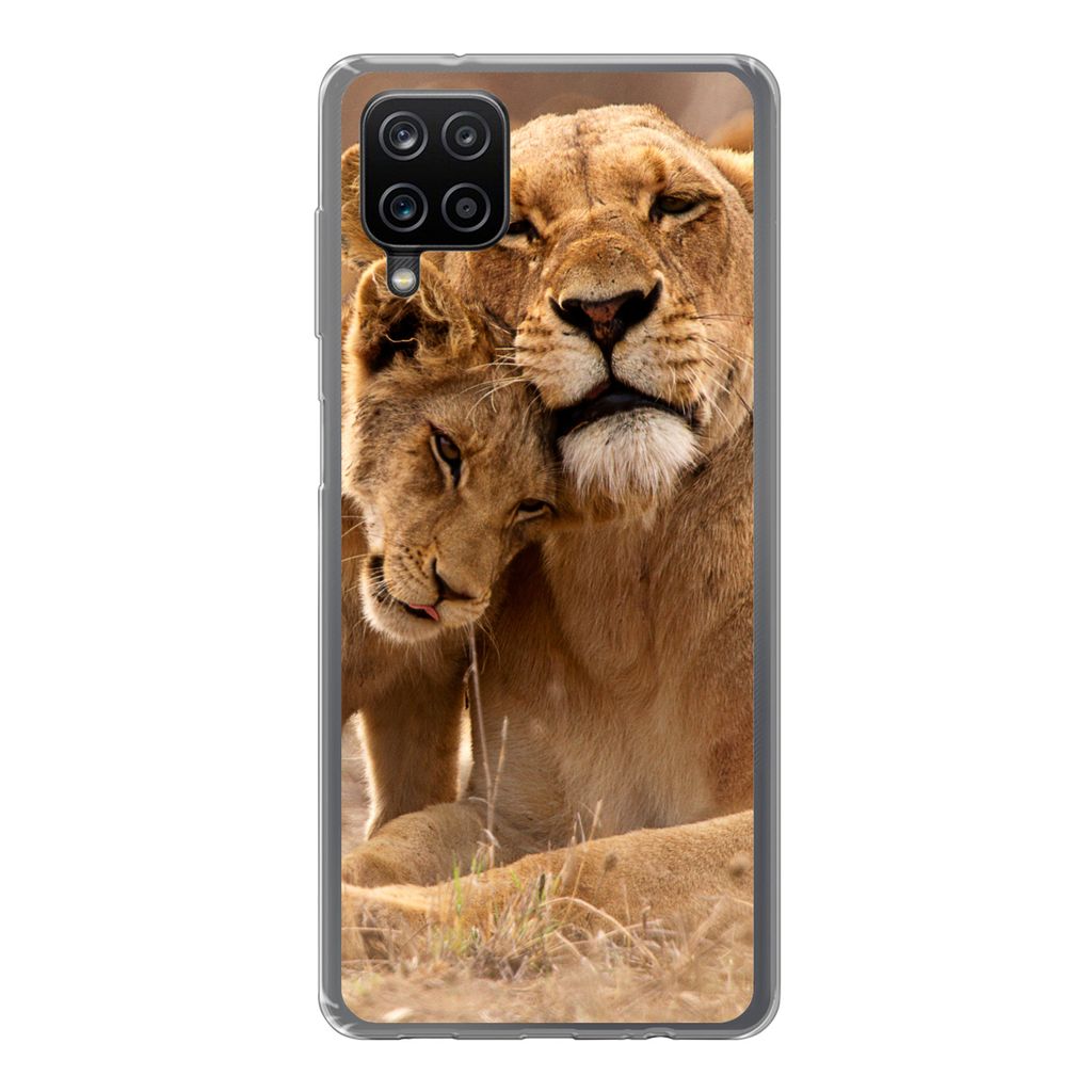 MuchoWow Handyhülle Schutzhülle Hülle für Samsung Galaxy A12 Löwe - Wilde Tiere - Jungtier Silikon Softcase Handy Hülle - Bild