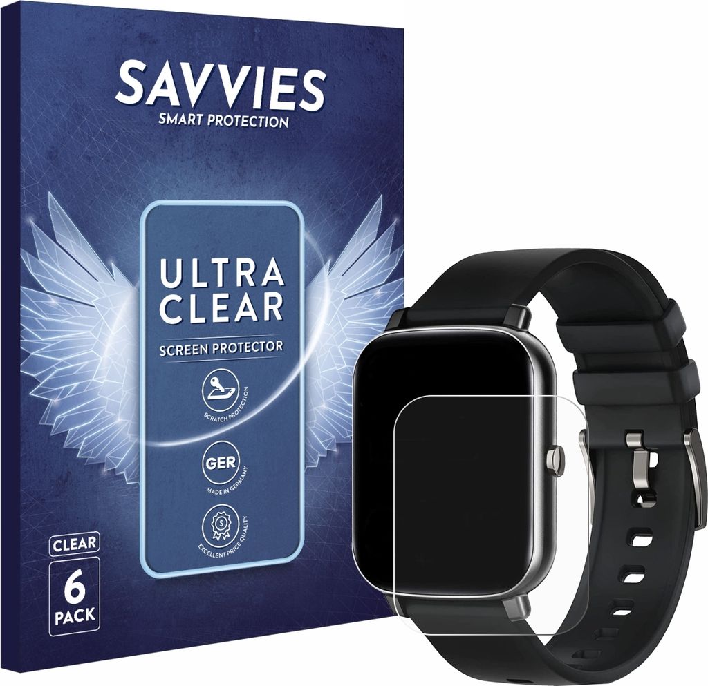 6x Für Ibettertec Smartwatch 1.69" Schutzfolie Savvies Produktbild 