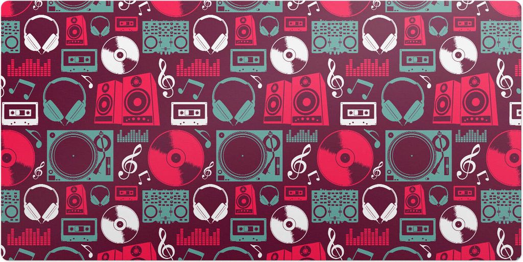 Musikalisches Retro-Muster– Schreibtischunterlage – Schreibtisch Tischunterlage – 120x60 cm – Unterlage Groß Schreibtischmatte