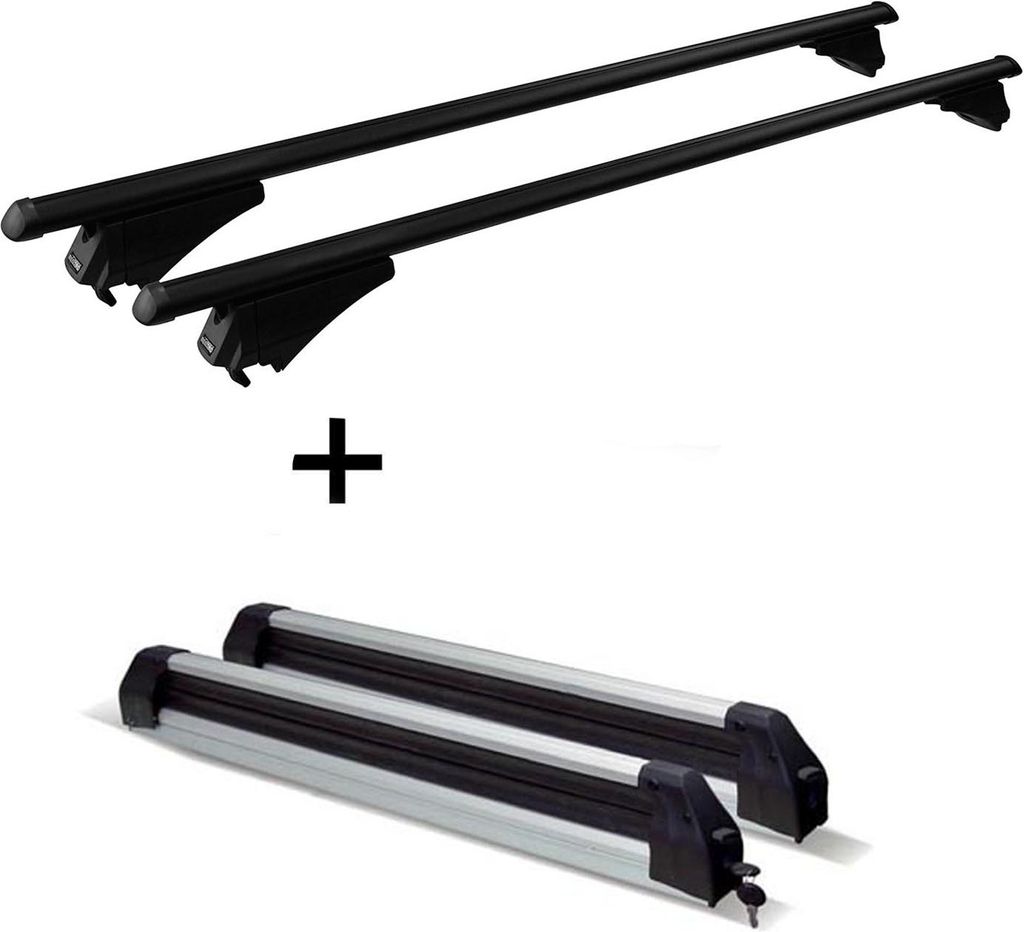 Skiträger ausziehbar + Dachträger Tiger Relingträger kompatibel mit Audi Q3 (F3) ab 18