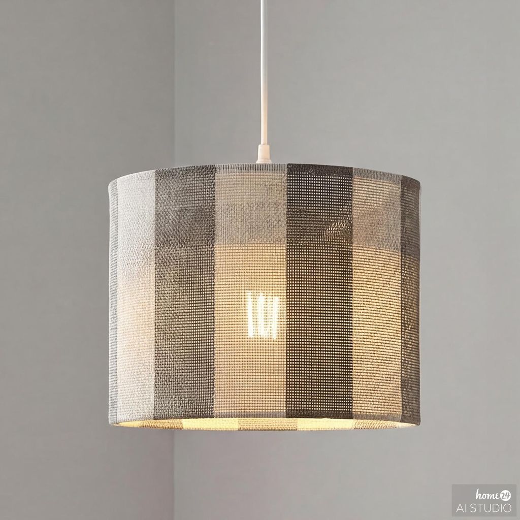 home24 Pendelleuchte - 1-flammig - Eisen / Textil Produktbild 