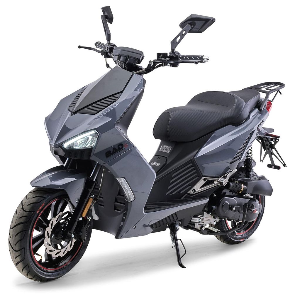 Motorroller 50 ccm Burnout BAD s 25 km/h Mofa Euro 5+ Grau Produktbild 