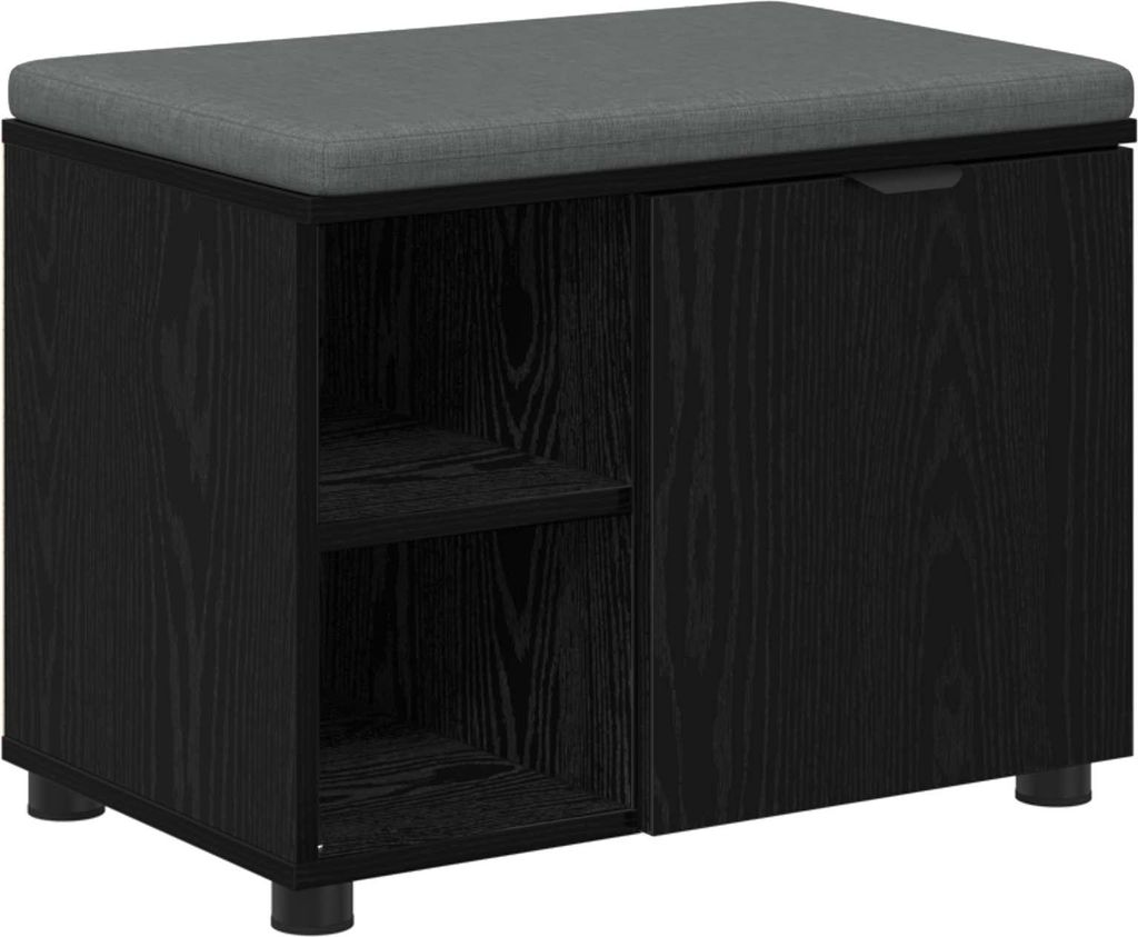 vidaXL Flurbank mit Kissen mit Regal Schwarze Eiche 60 x 38 x 46 cm
