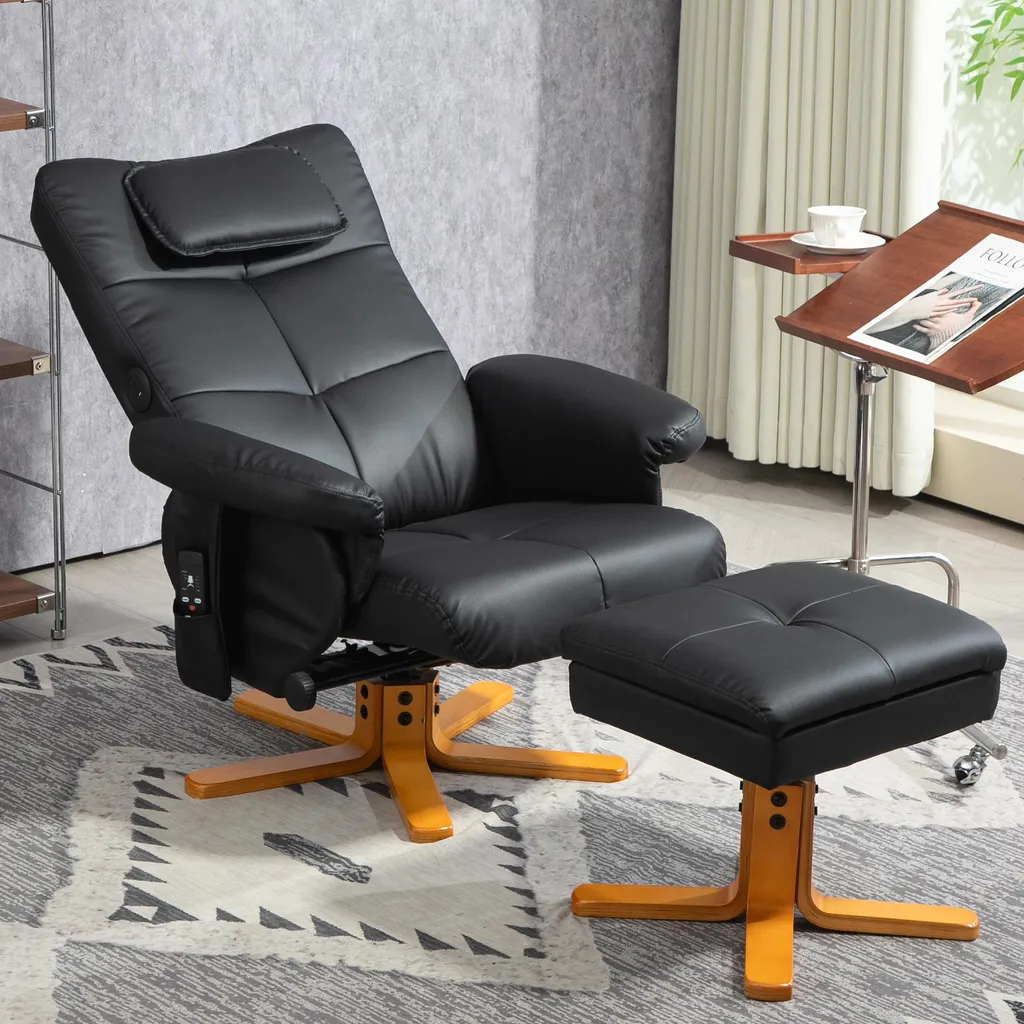 Fauteuil massant inclinable 135° avec coffre de rangement et télécommande XL
