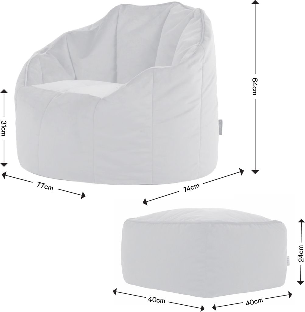 icon Sitzsack-Sessel Bean Bag Sirena mit Hocker, Grau, Produktbild