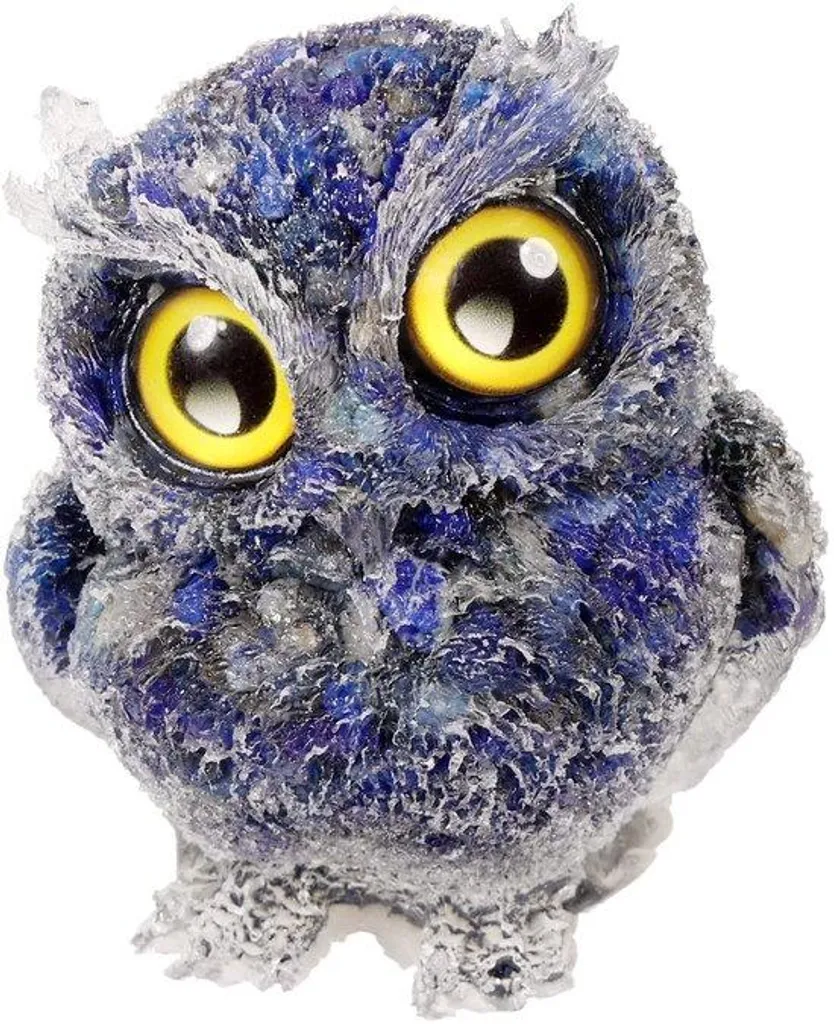 Grande chouette lapis-lazuli bleu profond 60cm - Décoration artisanale