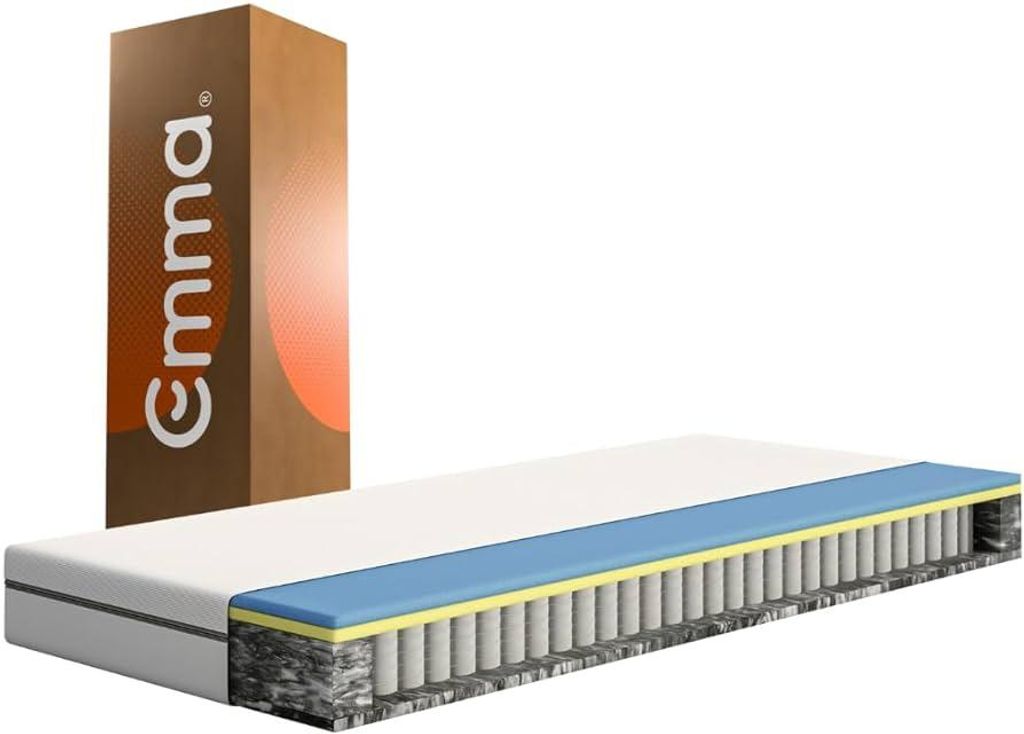 Emma One+ Dynamik Federkern 160x200cm Taschenfederkern Matratze 18cm hoch Memory- und Visco-Schaum 5-Zonen