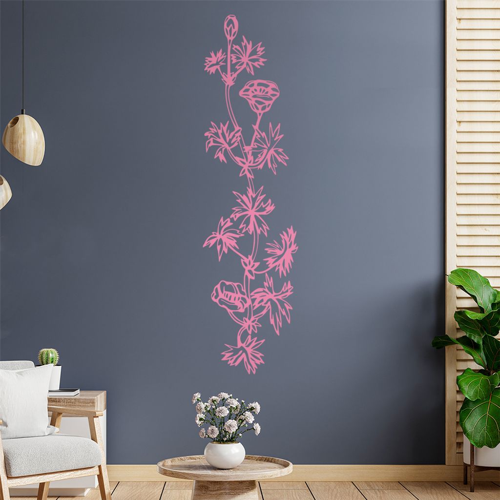 Blumen - Ranken Wandtattoo in 6 Größen - Wandaufkleber Wall Sticker - Dekoration, Küche, Wohnzimmer, Schlafzimmer, Badezimmer