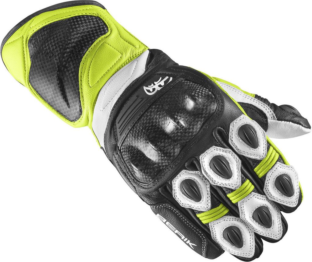 Berik TX-1 Pro Motorradhandschuhe, schwarz/weiß/neon-gelb, S