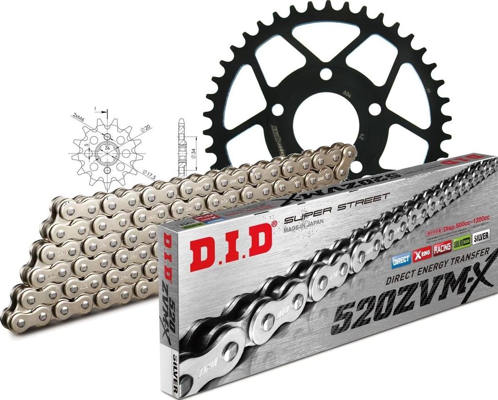 DID Kit Stahl Kompatibel mit Honda NSR125 (80km/h) Version 5 (Stau... 13-42-116 DID520ZVM-X(S&S) Niet