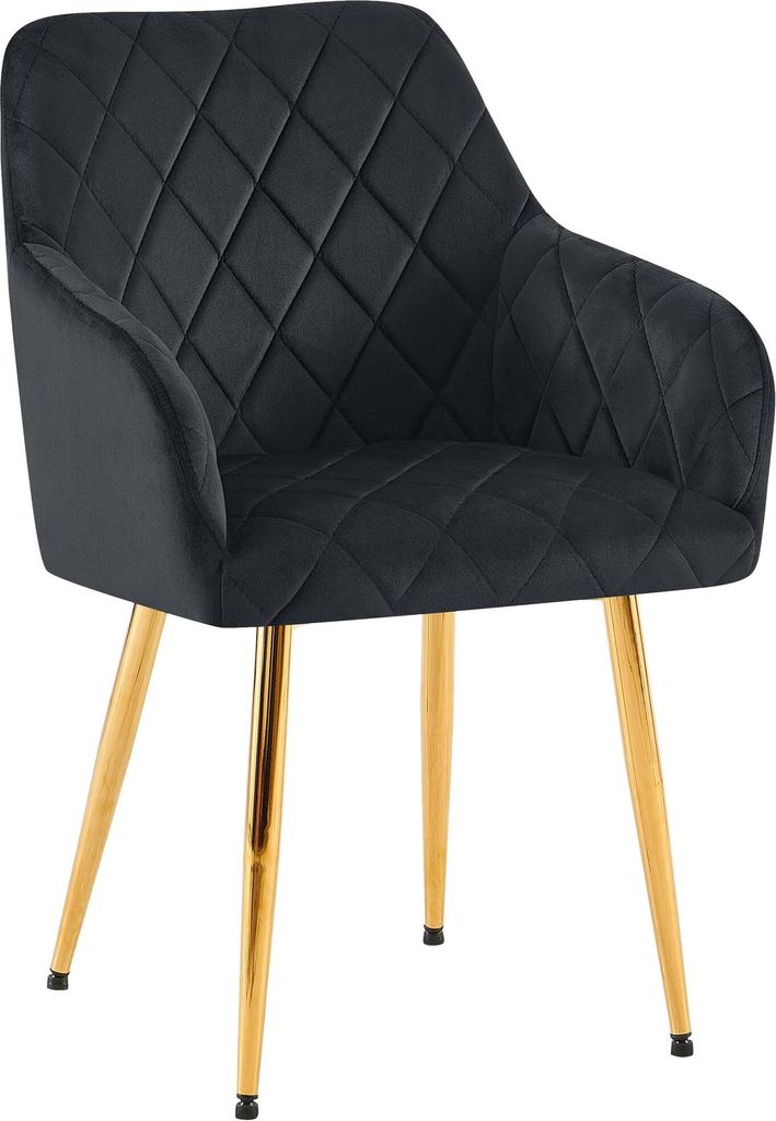 CLP Esszimmerstuhl Monett mit gepolstertem Samtbezug Farbe schwarz Material Gestell Metall gold