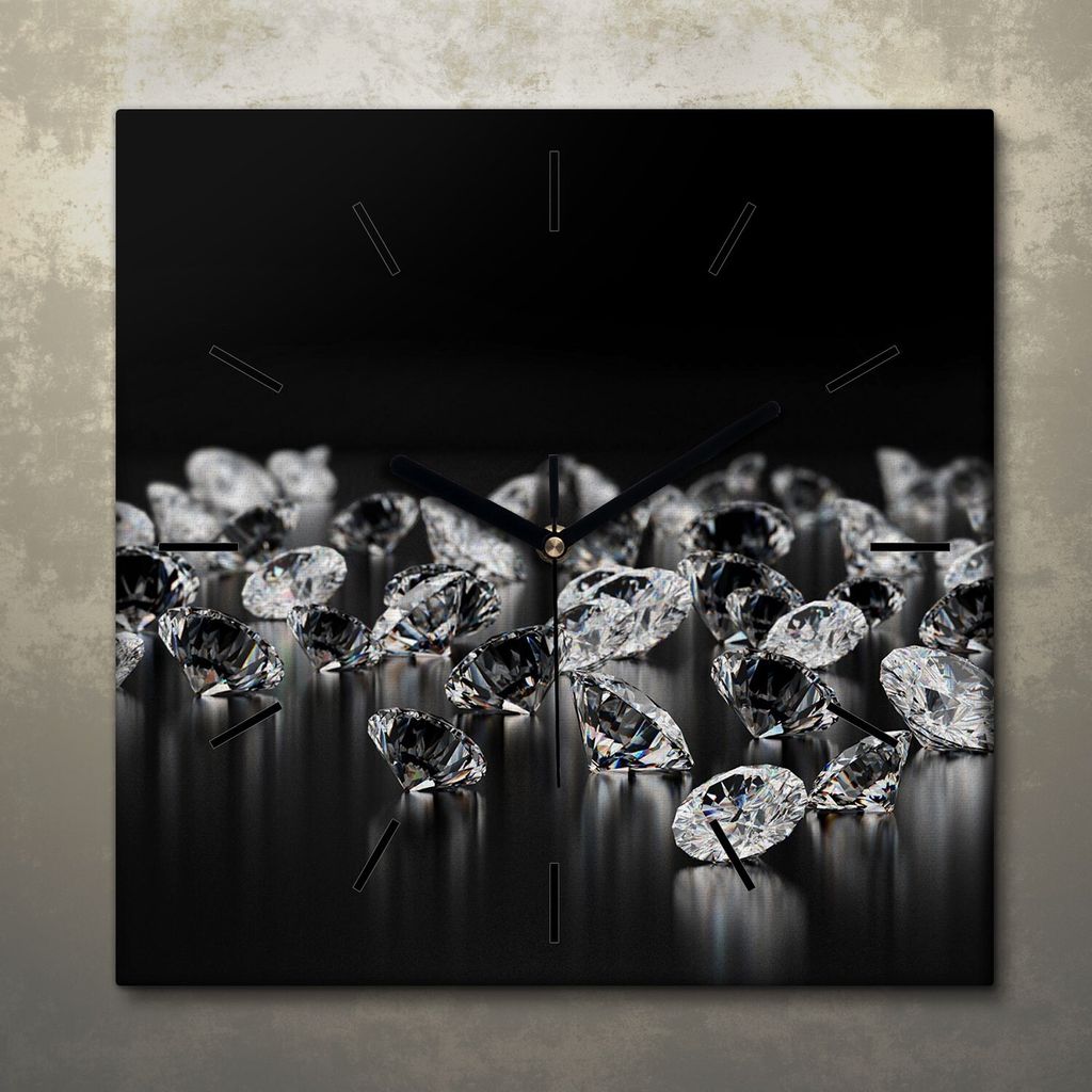 Wohnzimmer Leinwand Uhr Geräuschlos Küche 30x30 Diamanten, Brillanten, Motive, Textur, schwarze Zeiger
