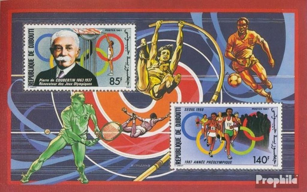 Briefmarken Dschibuti 1987 Mi Block140A (kompl.Ausg.) postfrisch Vorolympisches Jahr