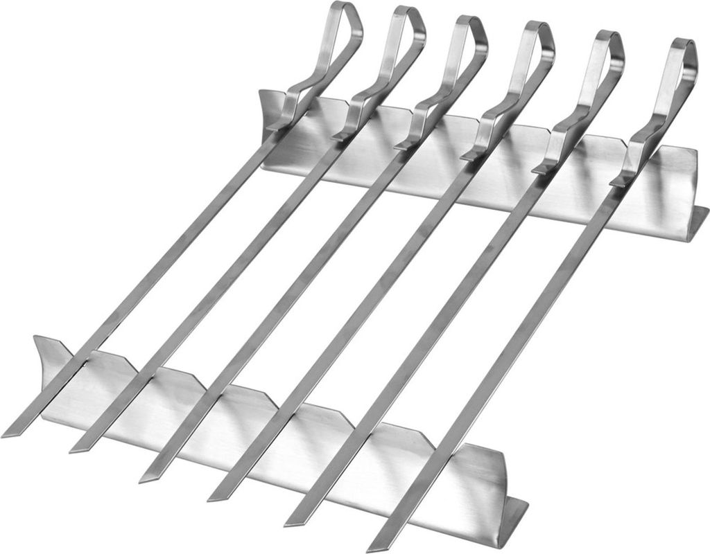 LANDMANN Schaschlik Set Edelstahl 42x15x3cm | 12x 6er Pack Grillspieße | Flache Spieße für Fleisch Gemüse und Fisch