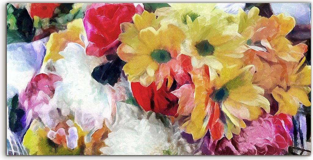 Coloray Canvas 140x70 Wandbild Leinwand Bilder Rosen und Tulpen Festlichen Strauß