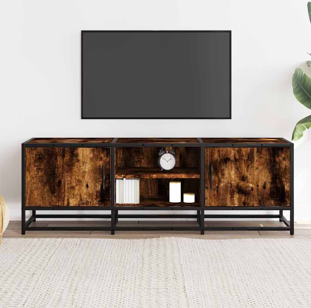 "im Sonderangebot"TV-Schrank Industriestil - CLORIS - Fernsehenschrank - Räuchereiche 120x35x41 cm Holzwerkstoff und Metall - NeuMöbel8140359