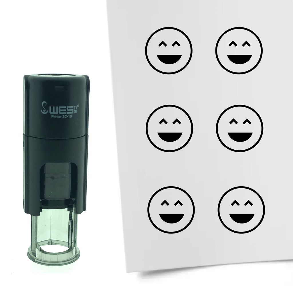 CombiCraft Selbstfärbender Stempel 'Fröhlicher Smiley' in der Farbe Schwarz, Ø10mm