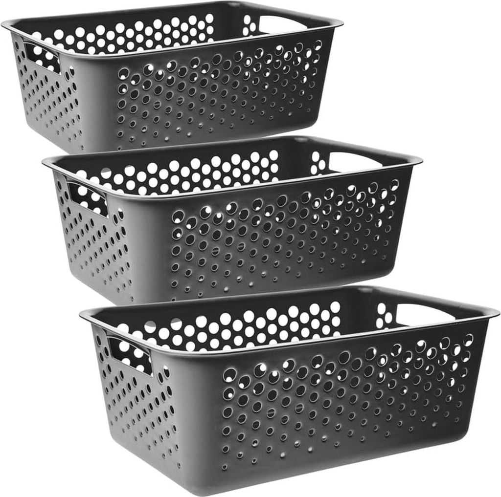 Kinder Aufbewahrungsboxen rosa mit Deckel und Griff, Klickverschluss, 3er Set