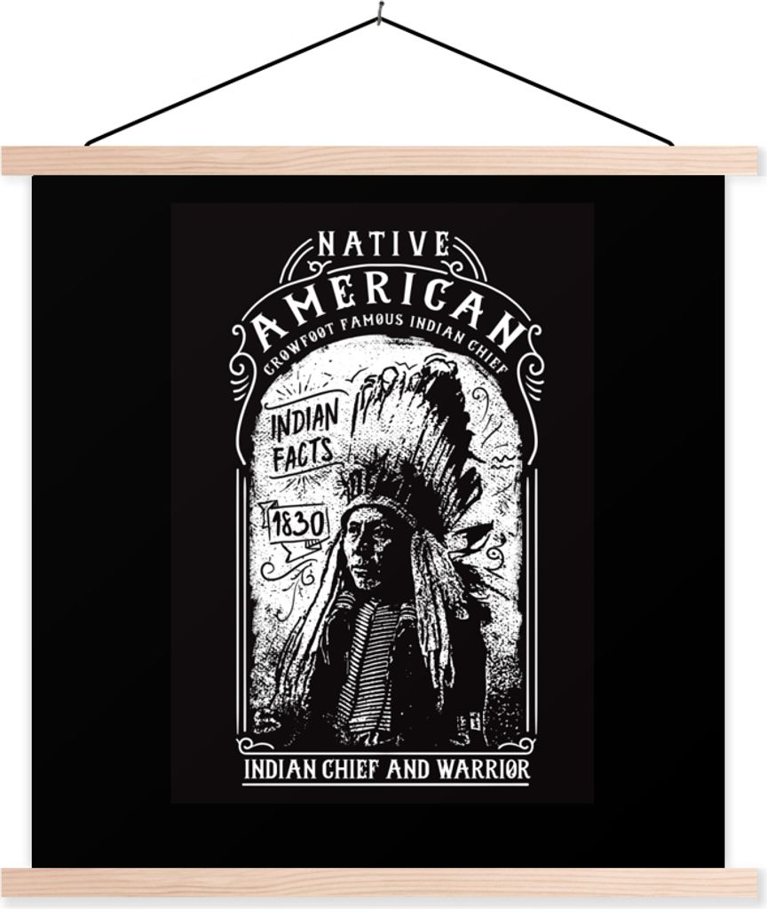 MuchoWow Textilposter Indisch - Retro - Zitat - Schwarz - Weiß 40x40 cm mit holzfarbenen Rahmen - Posterleiste