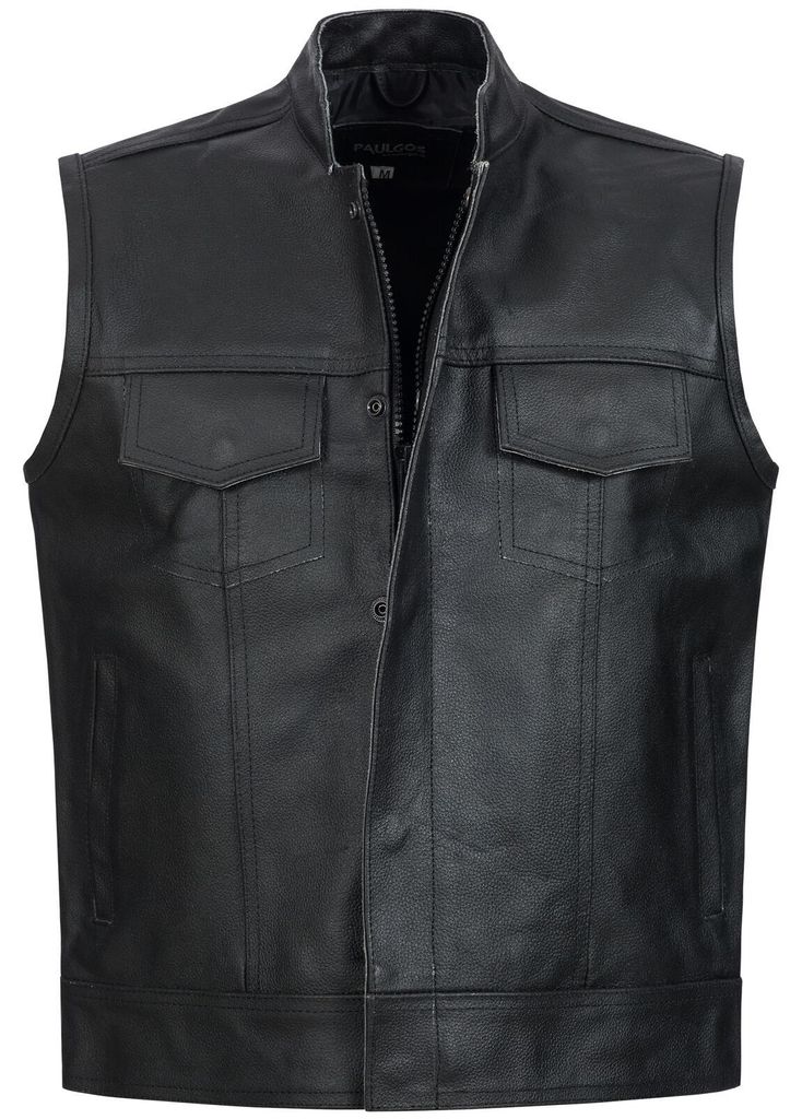 PAULGOS Lederweste Biker Kutte Clubweste Chopper Weste 100% Echtleder - BW4