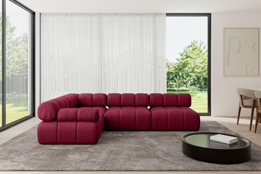 ALTDECOR Modulares Sofa Ecksofa in L-Form - Mende-L2 - 285x190x70 cm Bordeauxrot Corner modular Sofa Eckcouch Couch Wohnlandschaft Cauchsofa Polste...