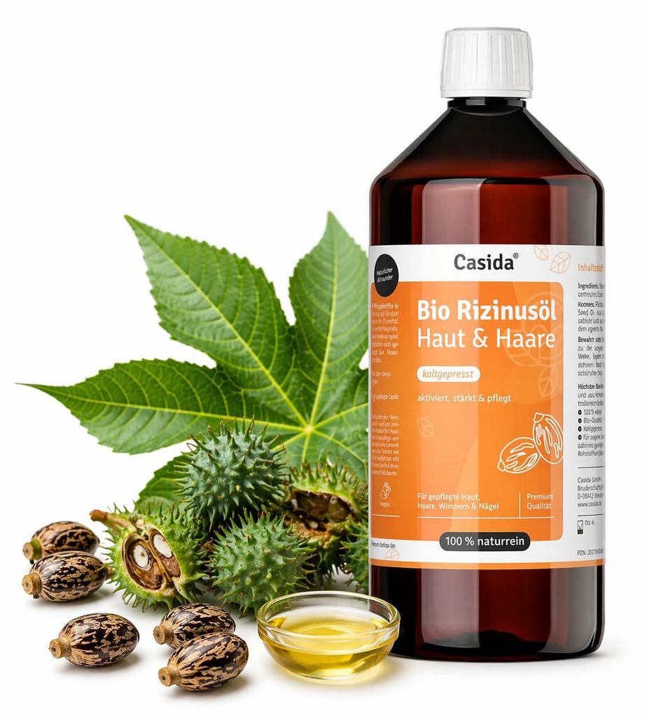 Casida Bio Rizinusöl – kaltgepresst, für Haare, Wimpern & Produktbild 