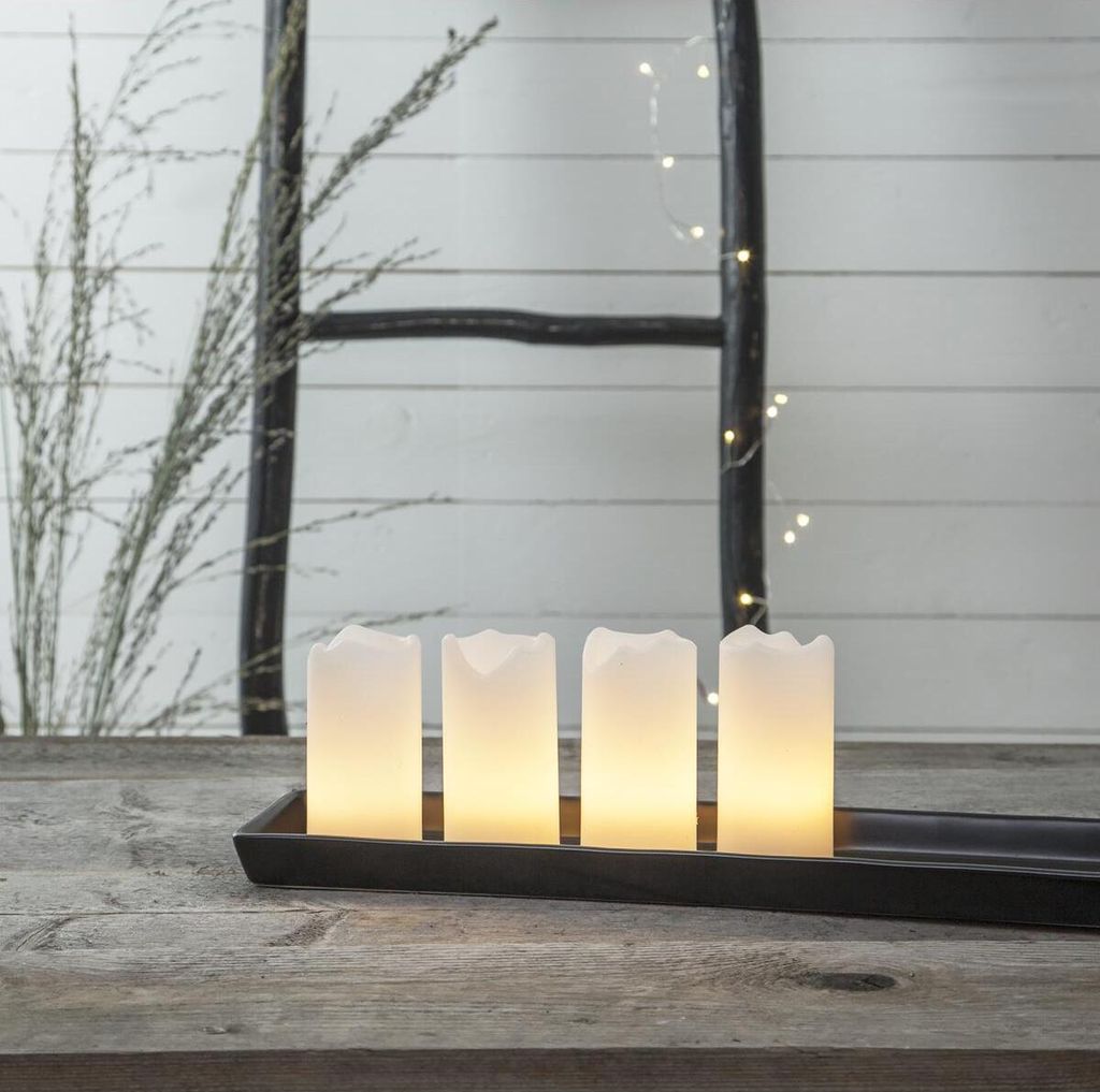 LED Kerzenset - Echtwachs - flackernde LED - Timer - Fernbedienung - weiß - 4er Set