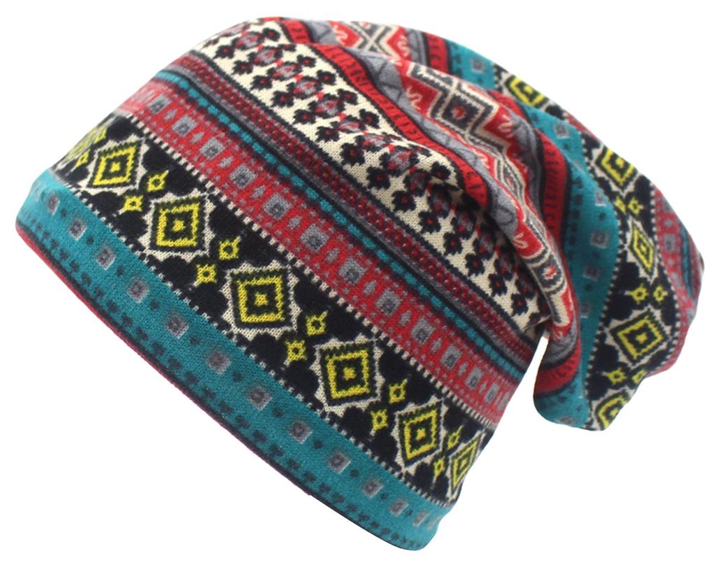 Uni-Strickmütze mit Vintage-Print, locker geschnitten, warm, dehnbar, für Damen und Herren, ideal für den Winter und Outdoor-Aktivitäten.
