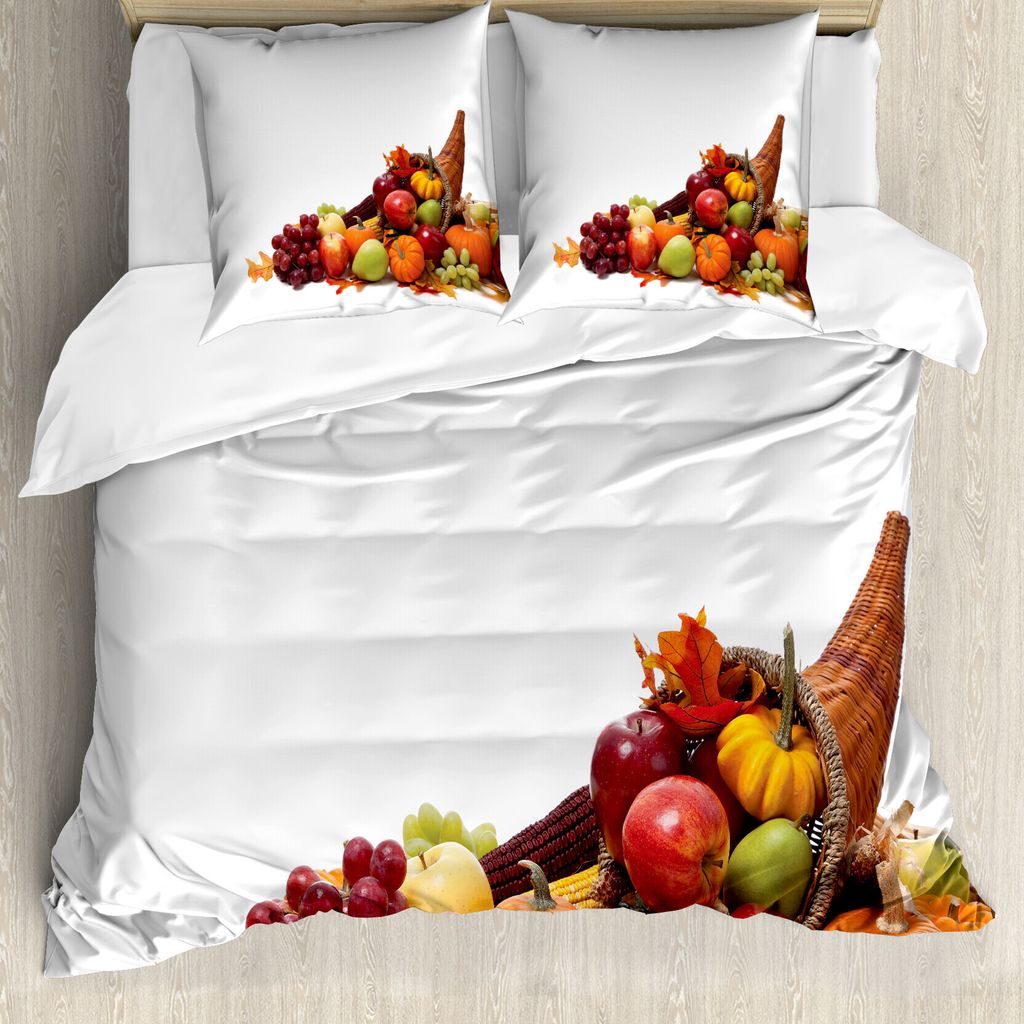 ABAKUHAUS Ernte Bettbezugs Set Für Doppelbetten, Herbst-Saison-Anordnung, Milbensicher Allergiker geeignet mit Kissenbezügen, Mehrfarbig