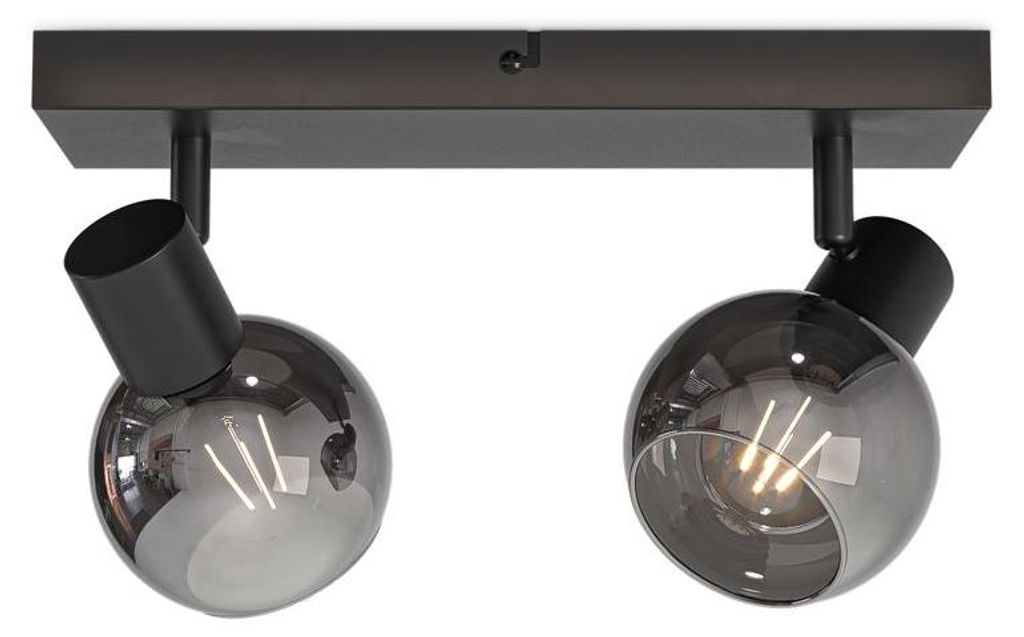 hoftronic LED-Deckenleuchte 2 Spots Rauchglas Schwarz E14 Produktbild 